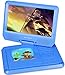 KOCASO 9 INCH Kids Portable Foldable CD/DVD Player W/Matching Headphones. 2 Free Game Controllers, Rechargeable Battery, Swivel Screen, SD Card Slot, USB Port, AV Jack Personal DVD Player [Blue]
