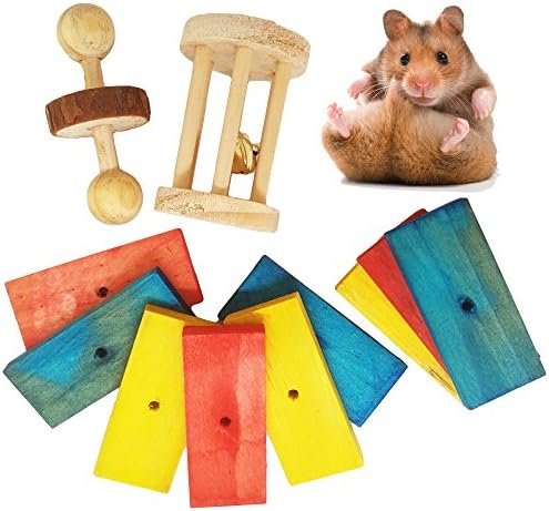 Natural Wood Teething Toys, Habitat Decors For Hamsters, Mice and Other Small Animals By UnyeeToy (A Pack of 3)