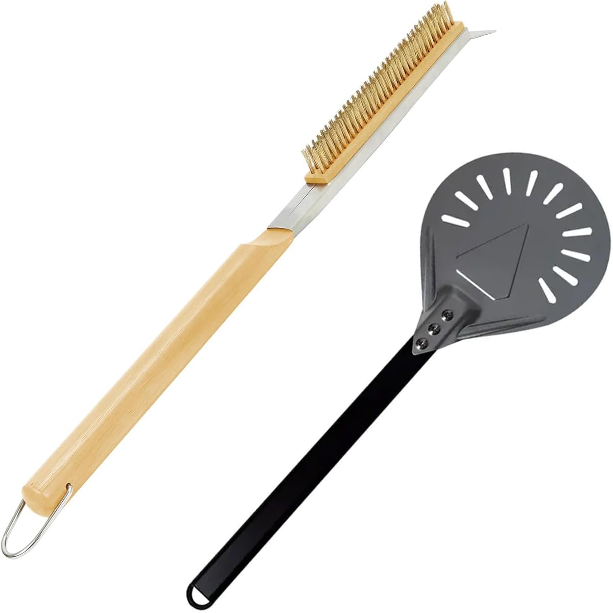 Photo 1 of Pizza Oven Accessories Kit w/Pizza Oven Brush & Stone Scraper, 8 inch Pizza Turning Peel - Tools & Supplies Set - Compatible with Outdoor Ooni, Gozney, Ninja, Solo Ovens