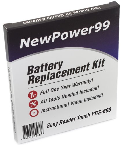 Battery Replacement Kit for Sony Reader Touch Edition PRS-600 with Installation Video, Tools, and Extended Life Battery
