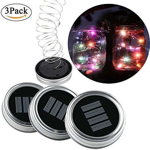 3 Pack Solar Mason Jar Lid Insert for Glass Mason Jars and Garden Decor ,Solar jar Lights