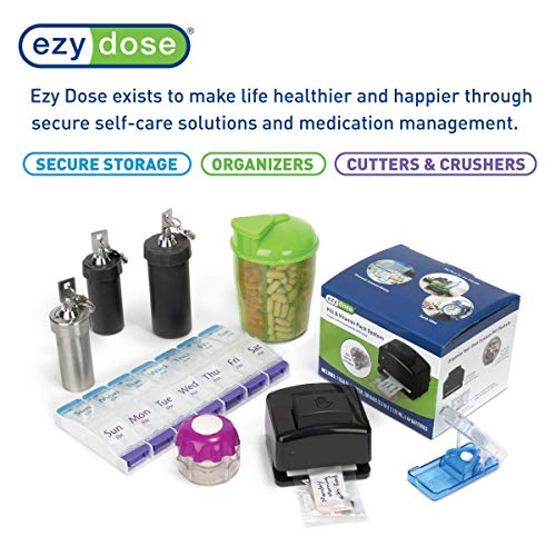 Ezy Dose Weekly (7-Day) Pill Organizer, Vitamin and Medicine Box, Large Pop-Out Compartments, 4 Times a Day, Assorted Colors