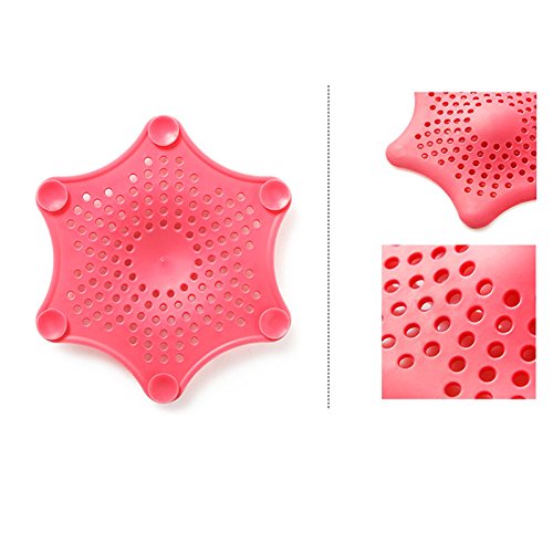 Eunion Blue Hexagonal Starfish Shaped Rubber Sink Strainer Floor Drain Cover Hair Catcher Rubber Shower Trap Basin Filter For Bathroom Kitchen-1 Pack