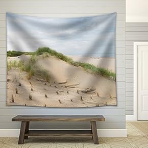Sand Dunes at The North Sea Beach in The Netherlands - Fabric Wall Tapestry Home Decor - 51x60 inches