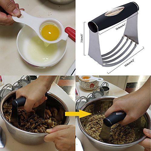 Pastry Cutter Set Biscuit Cutter Set (5 Circle+1Fluted Edge) Dough Blender Mixer Cookie Cutters Round Baking Dough Tools & Pastry Utensils with Egg Separator GIFT BOX!