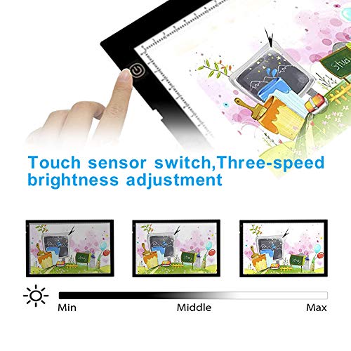 Tracing Light Box for Drawing A4 LED Light Box Tracer USB Power Cable Dimmable Brightness Ultra Thin Portable Light Pad for Artists Sketching Animation Designing 5D DIY Diamond Painting by SUNNY