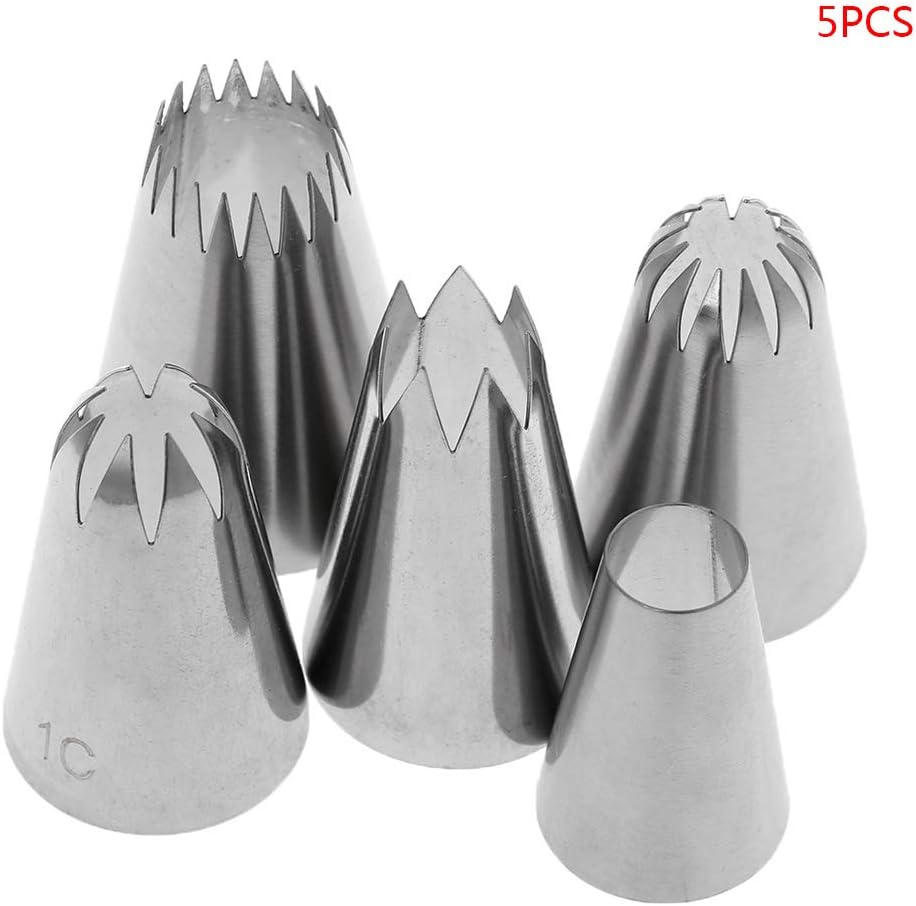 MOMU 5Pcs/Set Icing Nozzles Cake Decorating Piping Cookie Cream Sizing Tip Stainless Steel DIY Baking Tools Supplies