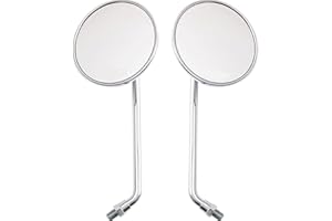Earlyred Rear View Mirror 10mm Chrome Motorcycle Scooter Round Mirrors for Honda CB 350 450 550 600 650 750 900 Silver 1 Pair