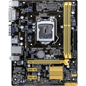 Asus H81M-K Desktop Motherboard - Intel H81 Chipset - Socket H3 LGA-1150 - Micro ATX - 1 x Processor Support - 16 GB DDR3 SDRAM Maximum RAM - Serial ATA/600 - On-board Video Chipset - 1 x PCIe x16 Slot - 2 x USB 3.0 Port - H81M-K