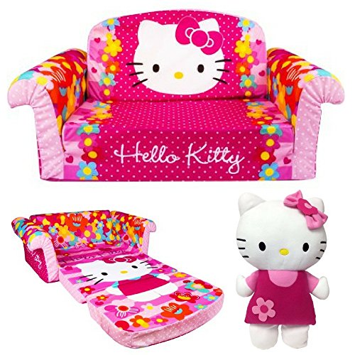 2-in-1 Flip Open Sofa & Lounger With Snuggle Pillow, Hello Kitty