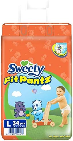 Sweety Fit Pantz Baby Diapers Pants, Large (Pack of 34)