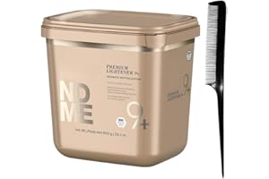 Hair Lightener 9+ Premium Bleach Powder 800G with Styling Comb (Bundle)