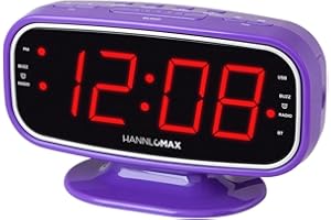 HANNLOMAX HX-153CR Alarm Clock Radio with USB Port, SD Card Slot and Bluetooth (Purple)