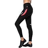 Santic Women's Bike Pants 4D Padded Cycling Tights High Waisted Bicycle Trousers with Pockets Biking Apparel UPF 50+