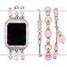 Falandi Apple Watch Band 42mm, Glittering Diamond Metal Rose Gold Case with Handmade Elastic Stretch Bracelet Fashion Women Girls Rhinestone Replacement Strap for iWatch Series 3 / 2 / 1(S, Pink-42mm)