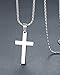 Aoiy Stainless Steel Cross Religious Pendant Necklace, Unisex, Silver-Tone, 21