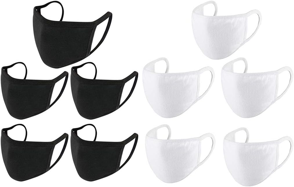 Koehope 10Pcs Double Layer Cotton Mouth Protector High Breathable Sun Protection Dustproof Anti Pollen Face Cover