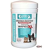 Derma-Soothe Advanced Plus Medicated XL Wipes - Chlorhexidine and Ketoconazole Antifungal Antibacteria for Dogs, Cats and Horses, Pet Ringworm, Yeast and Skin Infections