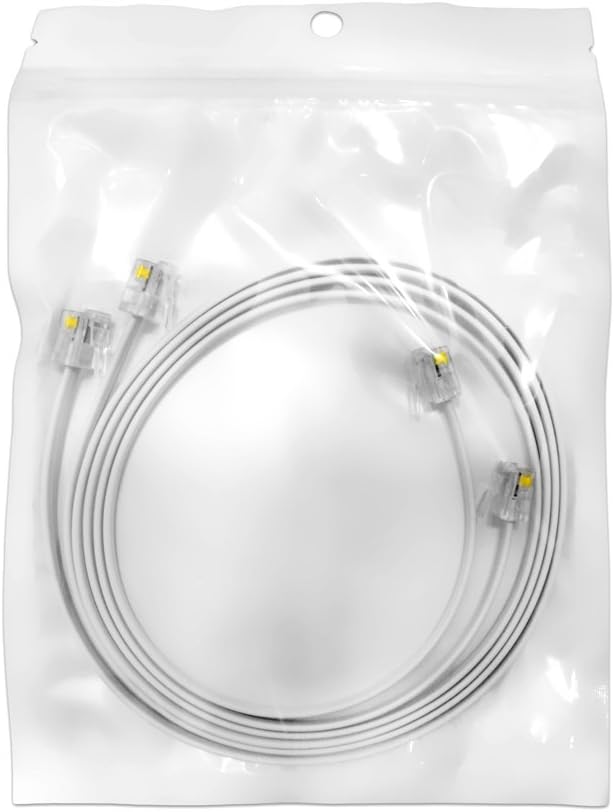 (2 Pack) 3 Foot White Short Telephone Cable Rj11 Male to Male 36", Phone Line Cord