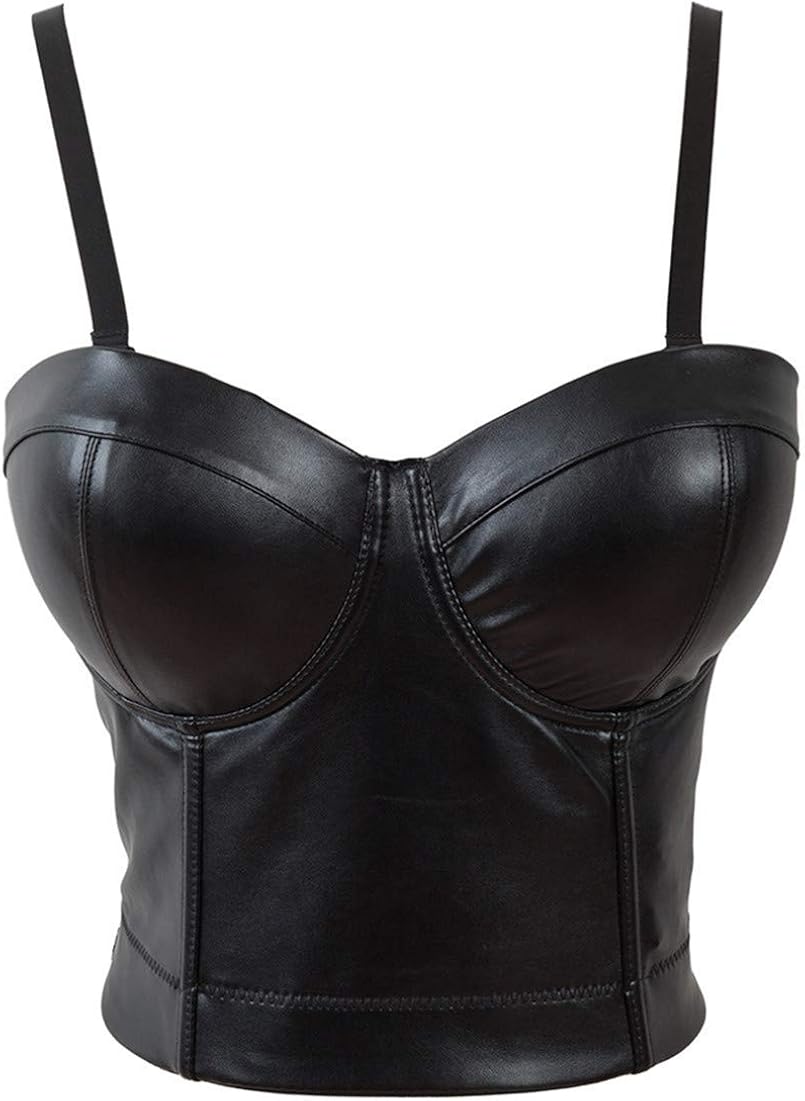 Ladies Corset Top Leather Corset Top Classic with Push Up Black Corsage