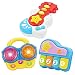 Portable Set of 3 (Piano, Bongo Drums, Guitar) Educational Toy for Music Learning and Entertainment for Ages 18 Months to 4 Years.
