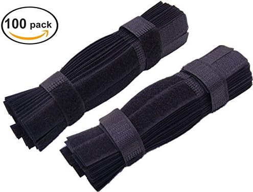 Ceeyali 100 Pcs Black Cable Tie Cable Strap Organizer for Home Office Tablet PC TV Electronics Wire Management