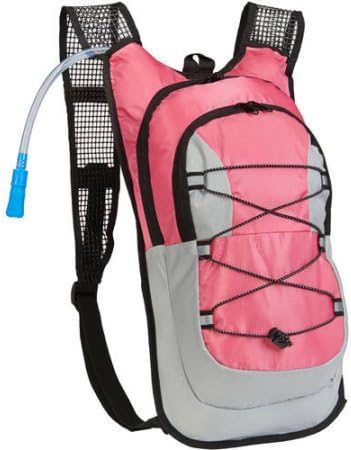 Survival Lightweight Camping Hydration Pack 2 Liter Water Bladder with Extra Large Storage Compartment Pink