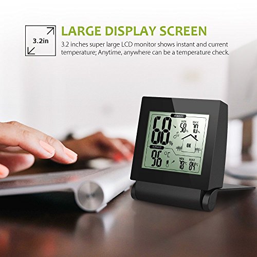 Habor Thermometer Indoor Hygrometer Monitor Temperature and Humidity Sensor for House, Home, Office, Baby Room (Black), 1.deep