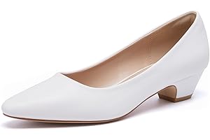 FW FRAN WILLOR Women's Low Chunky Heels Pumps comfortable Pointed Toe Dressy Work Shoes