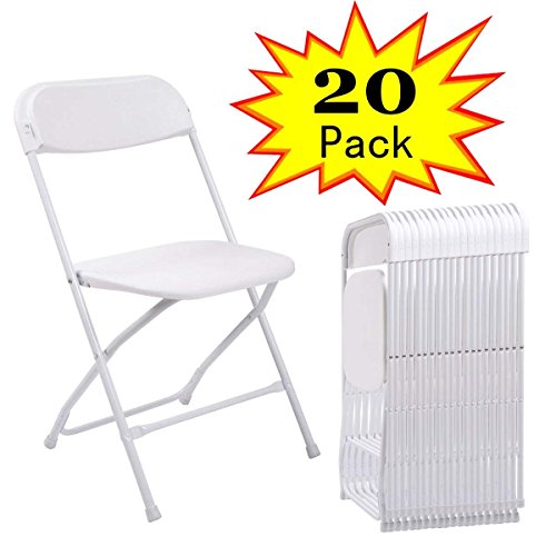 JAXPETY Commercial Plastic Folding Chairs Stackable Wedding Party Event Chair White (20-Pack)