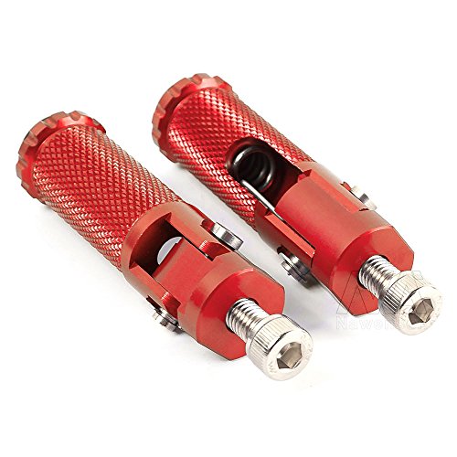 New arrival Motorcycle CNC Universal Foot Rest Footrests Folding Foot Pegs Rear Set For Honda Kawasaki KTM Ducati Suzuki Yamaha (Red) - Thumbnail 4