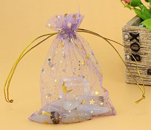 Wedding Favour Jewellery Pouches, Moon stars, purple, 100-Piece