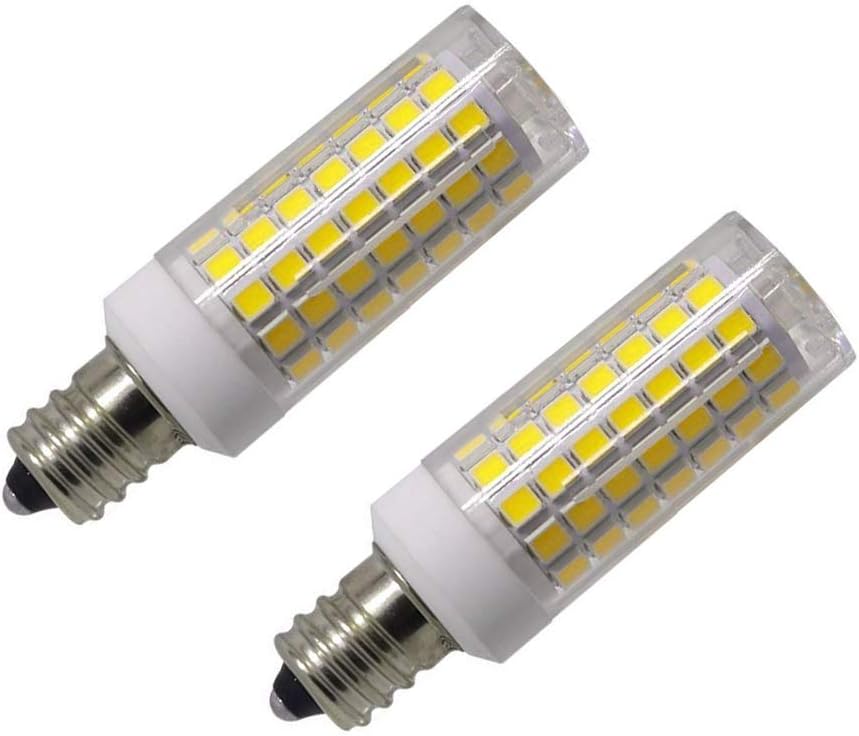 E12 LED Bulb Dimmable 8W C7 Bulb Equivalent to E12 Halogen Bulb 75W, Daylight White 6000K T3/T4 Base E12 Candelabra Bulbs for Ceiling Fan, Chandelier, Kx-2000 Bulbrite Replacement, AC 110-120V(2 Pack)