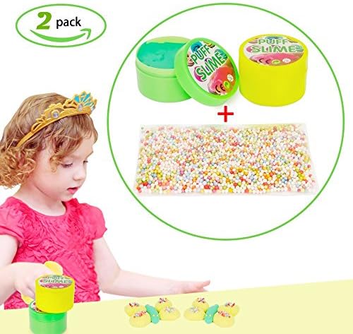 Fluffy Slime, 7OZ Kids Slime Toys Safe And Non Toxic Scented Non-Sticky Stress Relief Toy with Styrofoam Balls