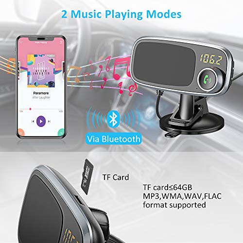 Comsoon Bluetooth FM Transmitter & Magnetic Phone Car Mount, 2 in 1 Car Kit with Quick Charge 3.0 + 5V/2.4A Smart IC Dual USB Car Charger, 360° Rotatable Dashboard Cell Phone Holder - Thumbnail 3