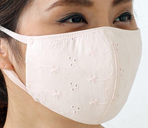 Tuyon Moisture Cotton Lace Mask With UV Protection, Washable Reusable 2 Pink