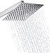BWE High Pressure Shower Head 8 inch Square Rainfall Shower Head 304 Stainless Steel with teflon tape Ultra Thin 1/2 Connection Bathroom Shower Heads High Polish Chrome