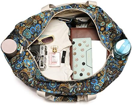 Malirona Canvas Weekender Bag Travel Duffel Bag for Weekend Overnight Trip (Black Flower) 5 Malirona Canvas Weekender Bag Travel Duffel Bag for Weekend Overnight Trip (Black Flower)