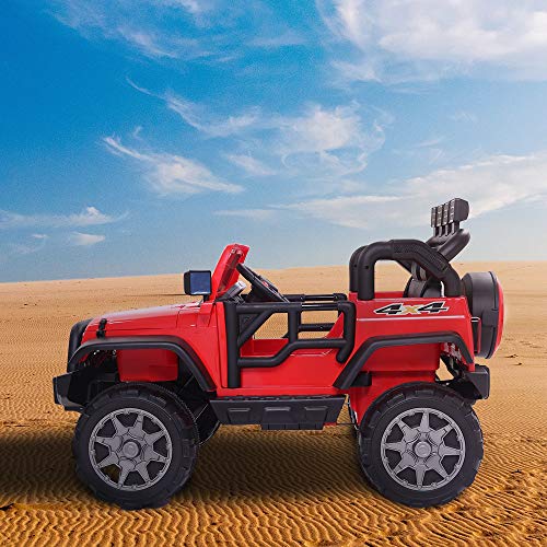 VALUE BOX Safety 12V Battery Electric Remote Control Car, Kids Toddler Ride On Cars Motorized Vehicles Toy Car, Wheels Suspension, Seat Belts, LED Lights and Realistic Horns (Red) - Thumbnail 3