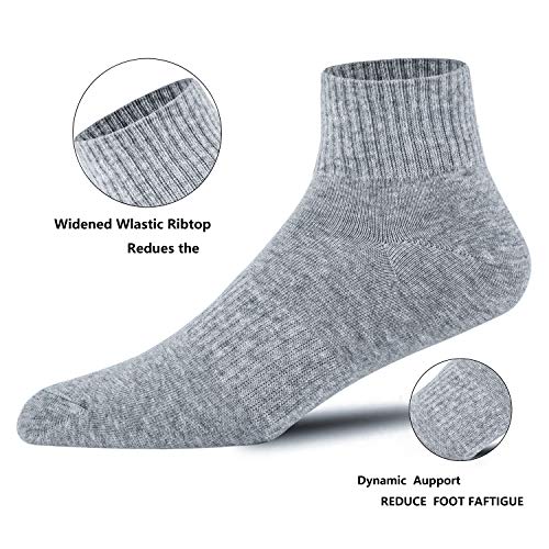 POSHDIVAH Cotton Ankle socks For Men Athletic Running Socks 6 Pack Grey Large - Thumbnail 2