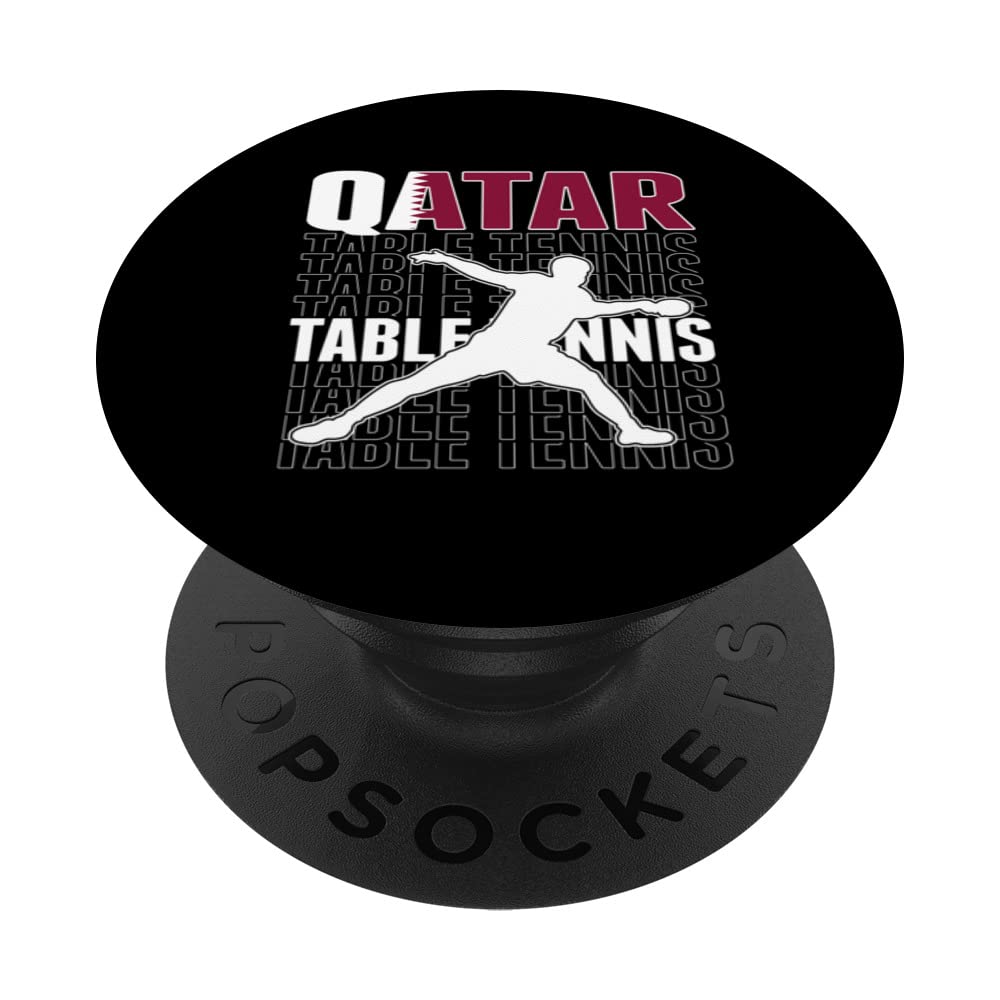 Proud Qatar Table Tennis Fans Jersey Qatari Flag Ping Pong PopSockets Swappable PopGrip