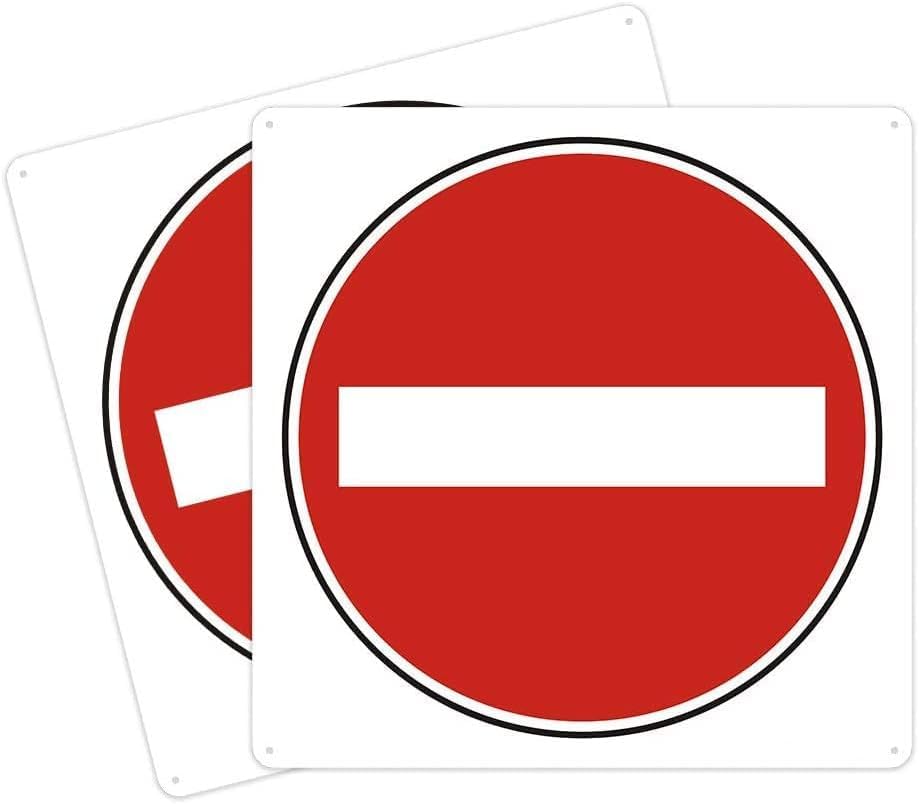 Luimode 2pcs Do not Enter Signs No Entry Sign Aluminium Sign Safety Signs 30cm*30cm-Easy Mounting - Street Road Slow Warning Metal Warning Signs Outdoor Use Waterproof