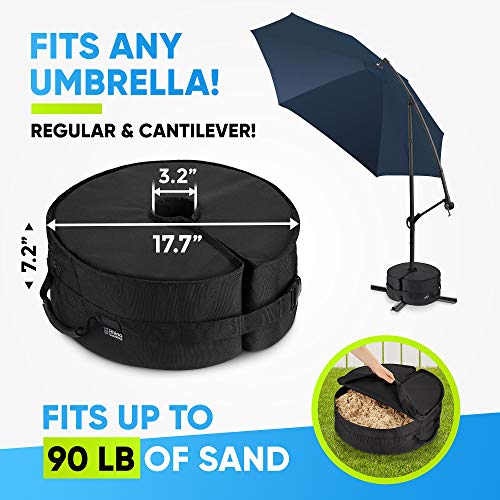 Rhino Round Umbrella Base Weight with Side Slot Opening, 18" ~ Fits Any Offset, Cantilever & Any Outdoor Patio Umbrella Stand ~ Easy Set up (Black) - Thumbnail 6