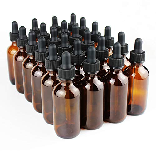 24 Pack 2 oz Dropper Bottles,Amber Glass Bottles with Eye Droppers;Leak