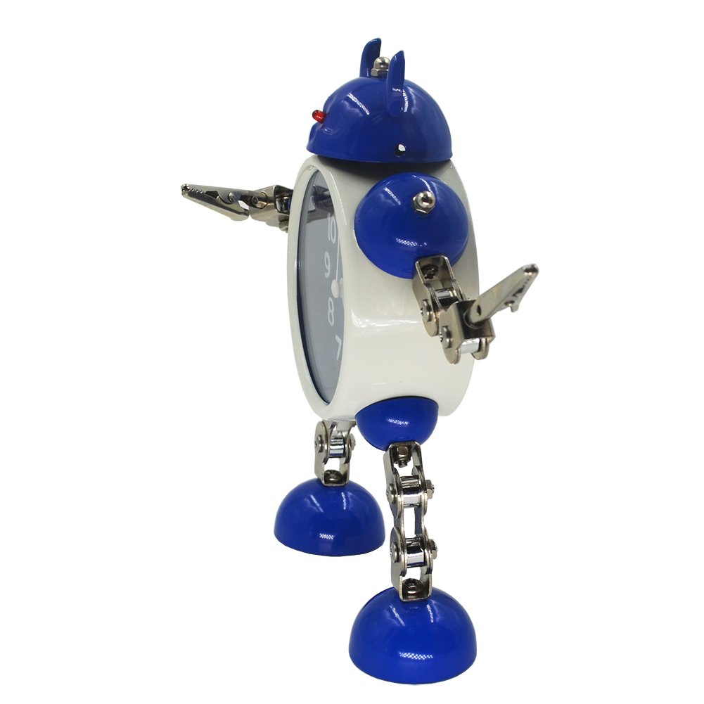 Gigibon Alarm Clock for Kids, Gift Ideas Robot Cute&Fun, Battery-operated,to Move/Twist Legs & Arms for Many Poses, Gift to Children (1, Blue-White)