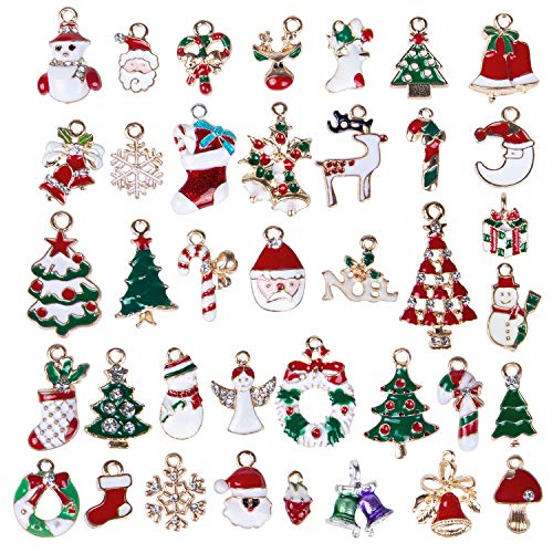 Hibery 57 Pcs Christmas Pendant Charms for Jewelry Making Necklace, Bracelet, Earring and More - Thumbnail 2