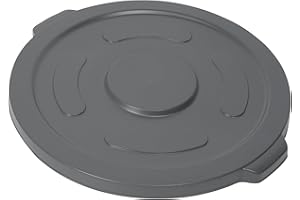 Restaurantware-LID ONLY: RW Clean Waste Container Lid, 1 Round Trash Can Cover - Waste Bin Sold Separately, For 55 Gallon Dustbin, Built-In Handle, Gray Plastic Garbage Can Cover, Heavy-Duty