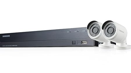Samsung SDH-B73023BFP Überwachungskit mit 4 Kanälen und 2 Kameras, Weiß