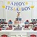 Ahoy Its A Boy Banner Nautical Themed Whale Anchor Sailor Garland Baby Shower Birthday Party Decorations [Large Size]