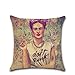 Joyi 4 Pack Frida Kahlo Self-portrait Cotton Linen Throw Pillow Case Car Cushion Cover 18